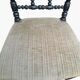 Pair of vintage twisted black wood chairs – Light green fabric seats