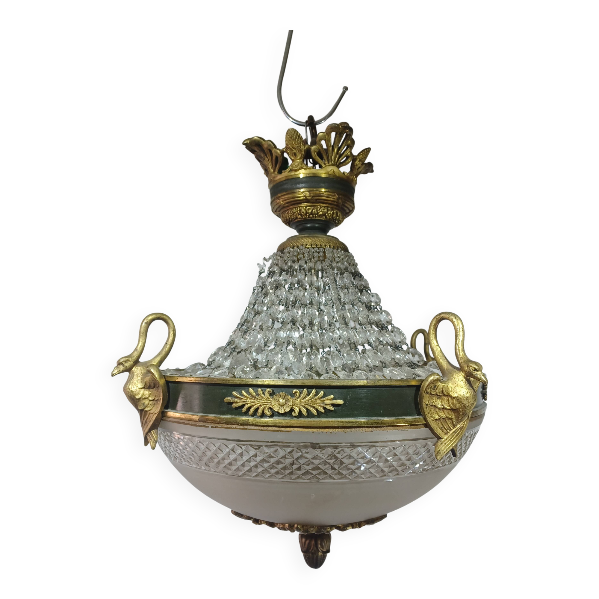 Empire chandelier in bronze and crystal