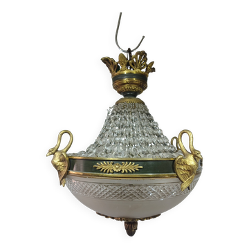 Empire chandelier in bronze and crystal