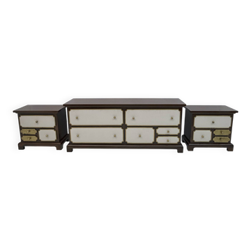Ensemble de commode et de chevet italiens modernes du milieu du siècle de Luciano Frigerio