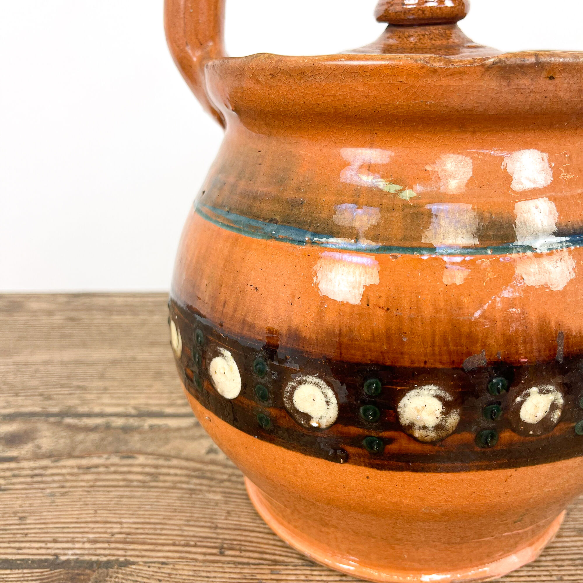 Glazed terracotta cooking pot 19th century orange