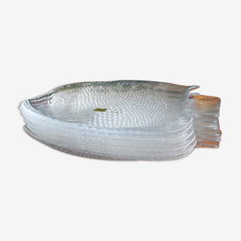 6 assiettes à poisson en verre Arcoroc