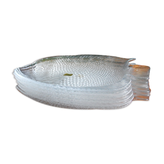 6 assiettes à poisson en verre Arcoroc