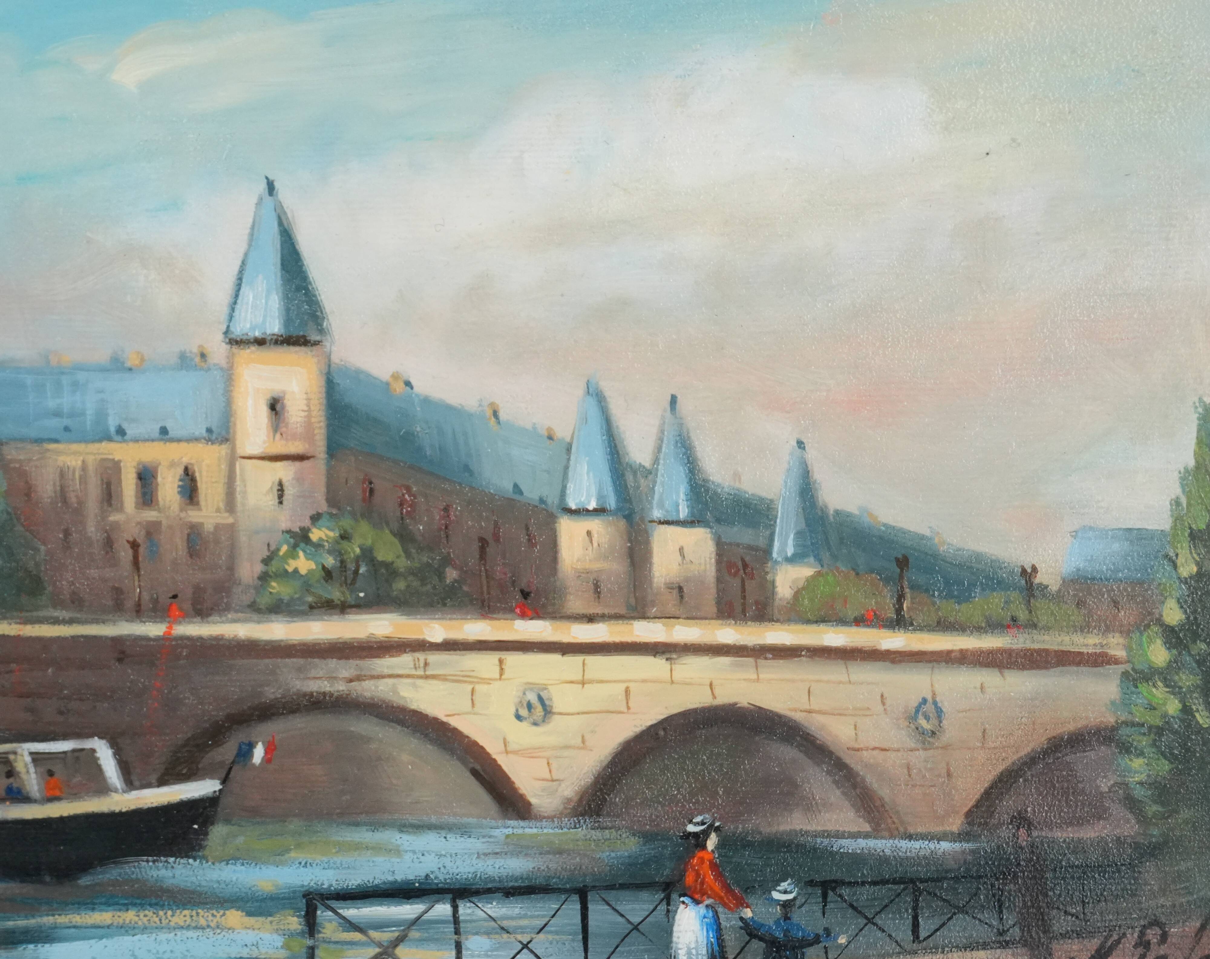 Michel PABOIS : Bateau de la Conciergerie, huile sur toile sur toile signée
