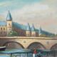 Michel PABOIS : Bateau de la Conciergerie, huile sur toile sur toile signée