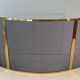 Curved Three-Panel Fire Screen in Polished Brass and Black Grille, in Style of