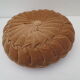 Vintage round cushion in velvet grège / chamois of 36cm in diameter