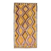 5x10 Kilim Mustard Yellow Geometric Style Area Vintage Kilim Rug,152x296 Cm