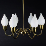 Danish Tulipan Brass Chandelier from Fog & Mørup, 1960s