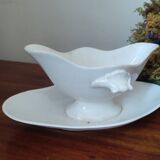 Gien opaque white porcelain gravy boat