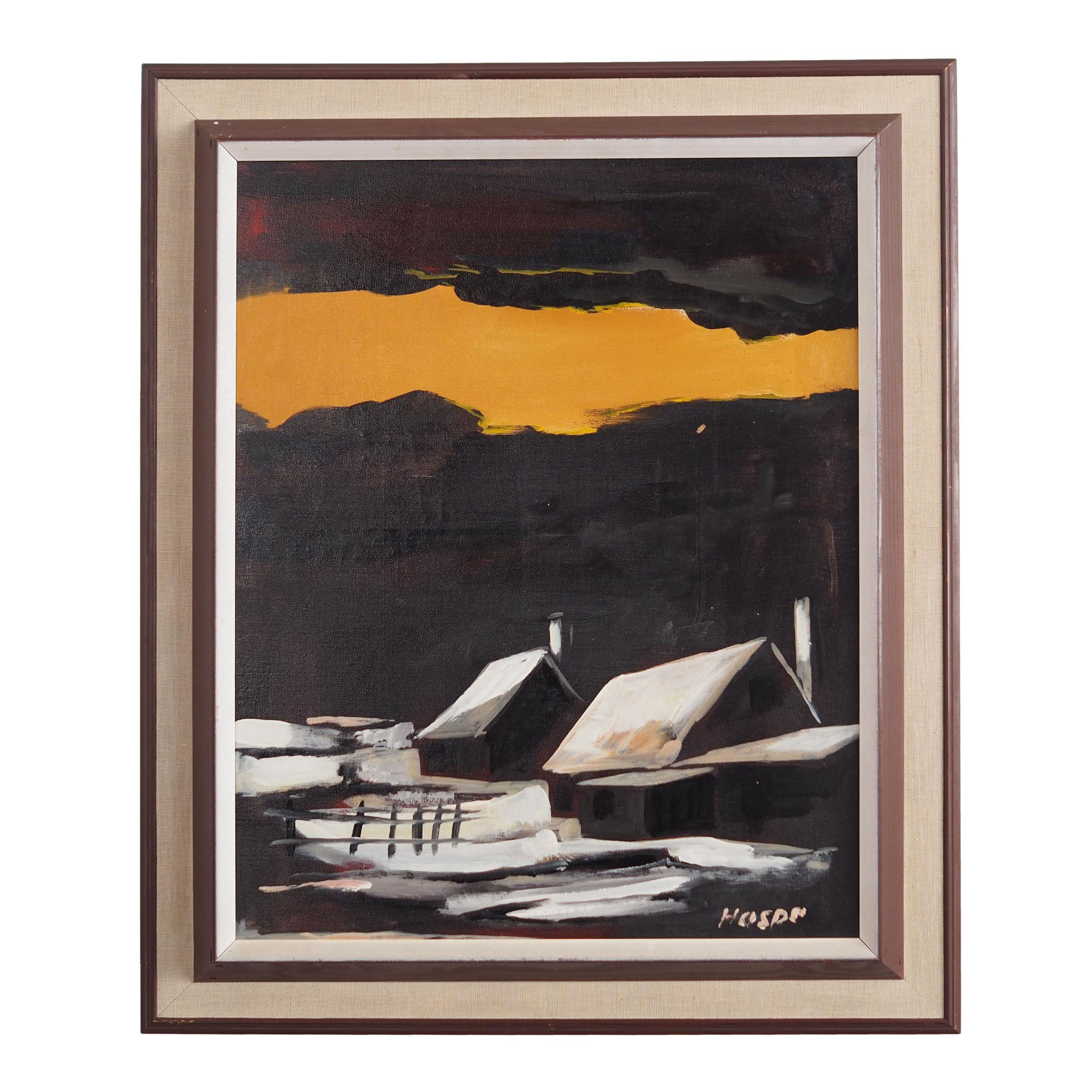 Painting „The Winter Aurora”, Scandinavian design, 1970s