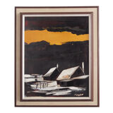 Painting „The Winter Aurora”, Scandinavian design, 1970s