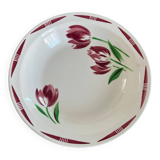 Antique Badonviller dish – Red tulip decoration