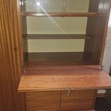 1960s teak veneer secretary with sliding display cabinet.