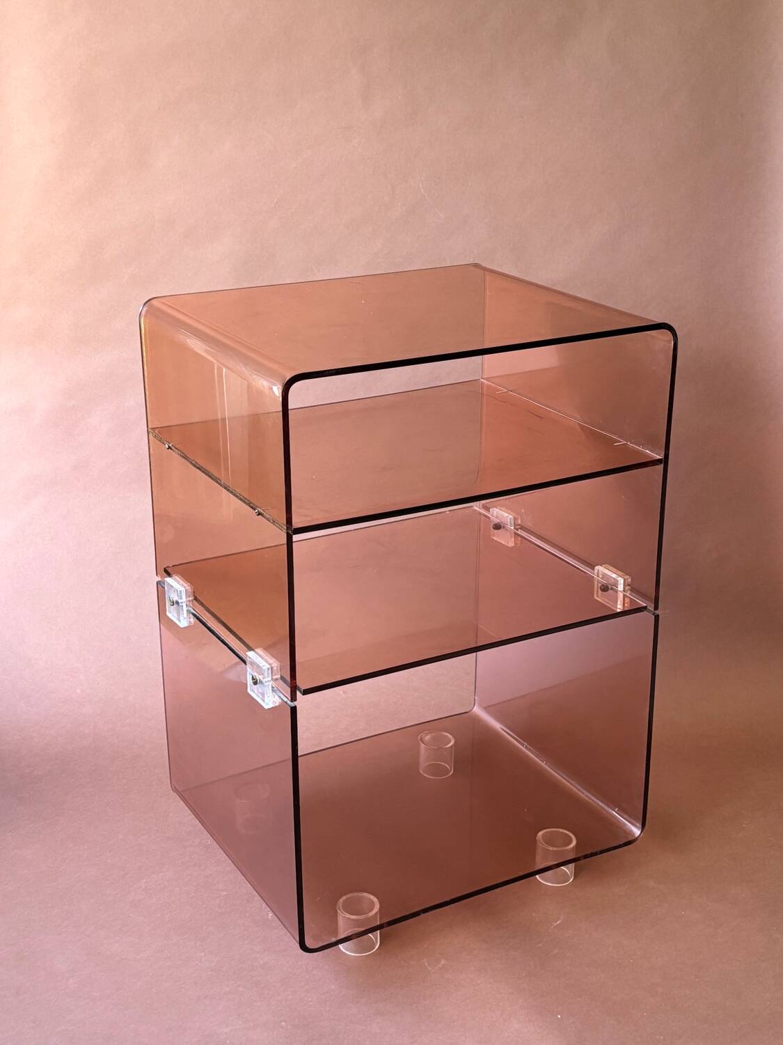 Occasional furniture in smoked Plexiglas from the 70s