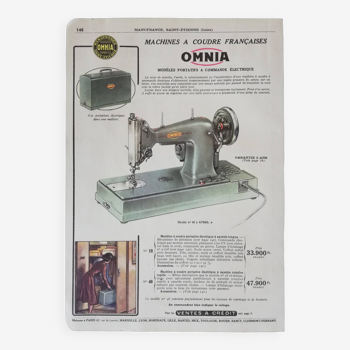 Affiche machine à coudre Omnia 1953 modèle portatif
