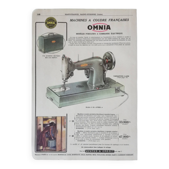 Affiche machine à coudre Omnia 1953 modèle portatif