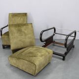 1930s rare restored adjustable Art Deco armchairs, Czechoslovakia