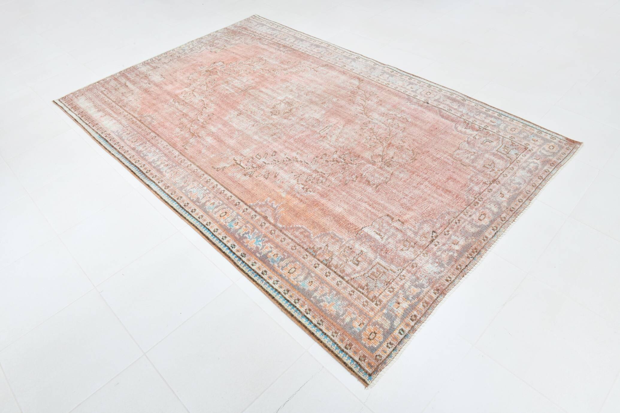 Tapis Oushak Rose Vintage, Tapis Turc Vieilli, 171x267 Cm