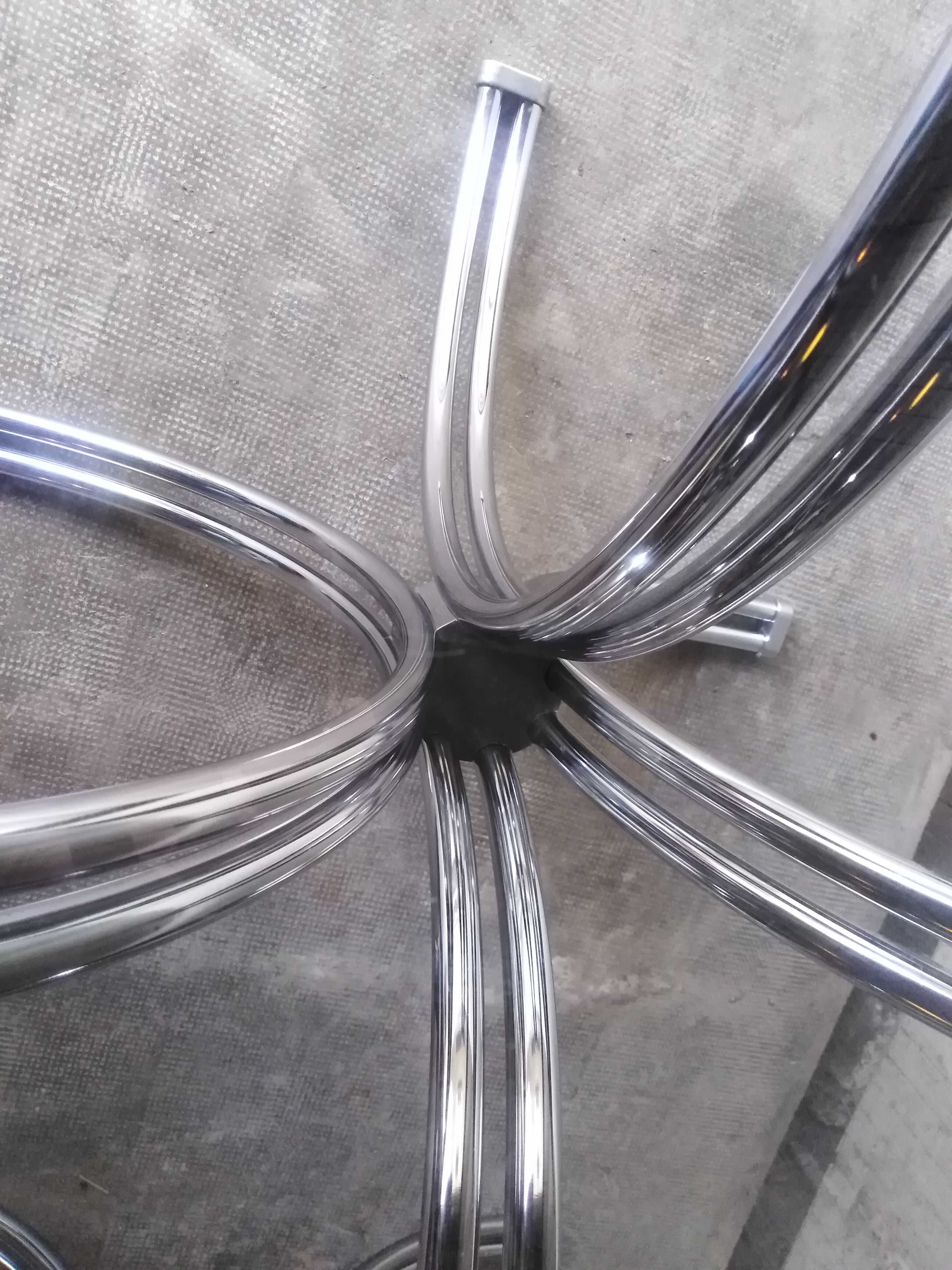 Large table Roche Bobois 1970 glass and chrome 8 pers