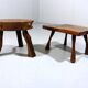 Set of 2 small brutalist wooden plant tables side tables 1960–70’s