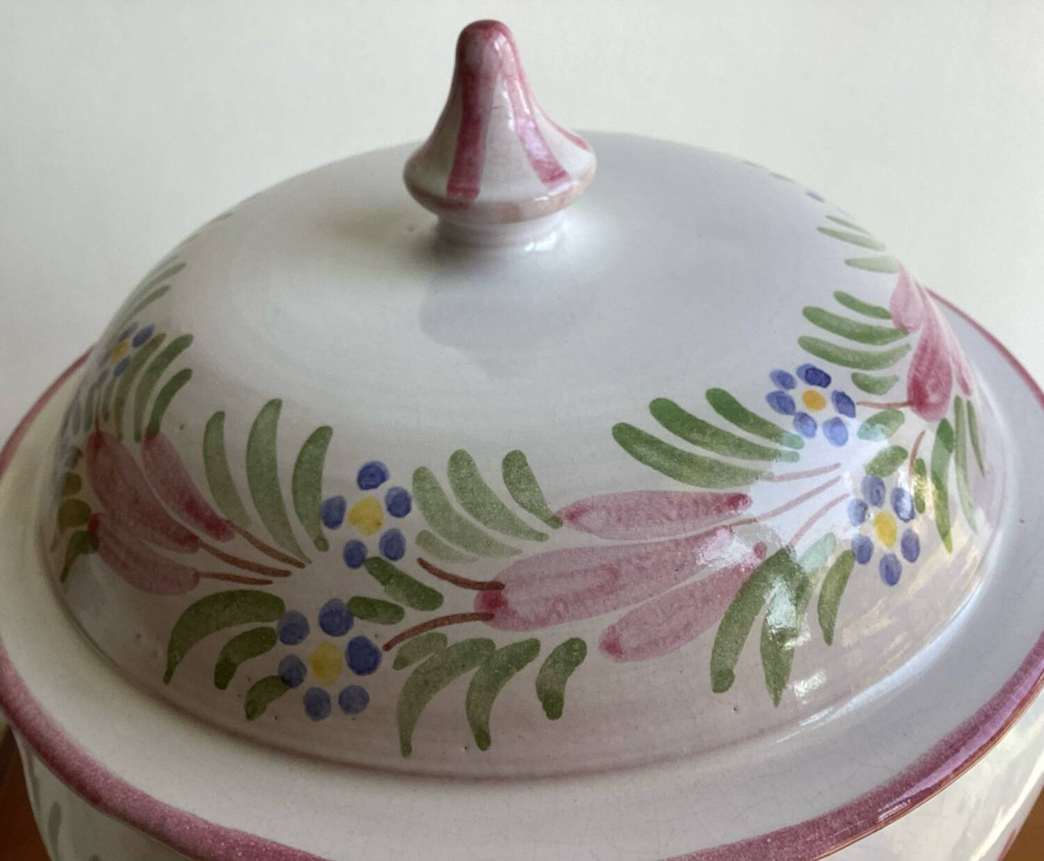 Vintage enameled pottery tureen