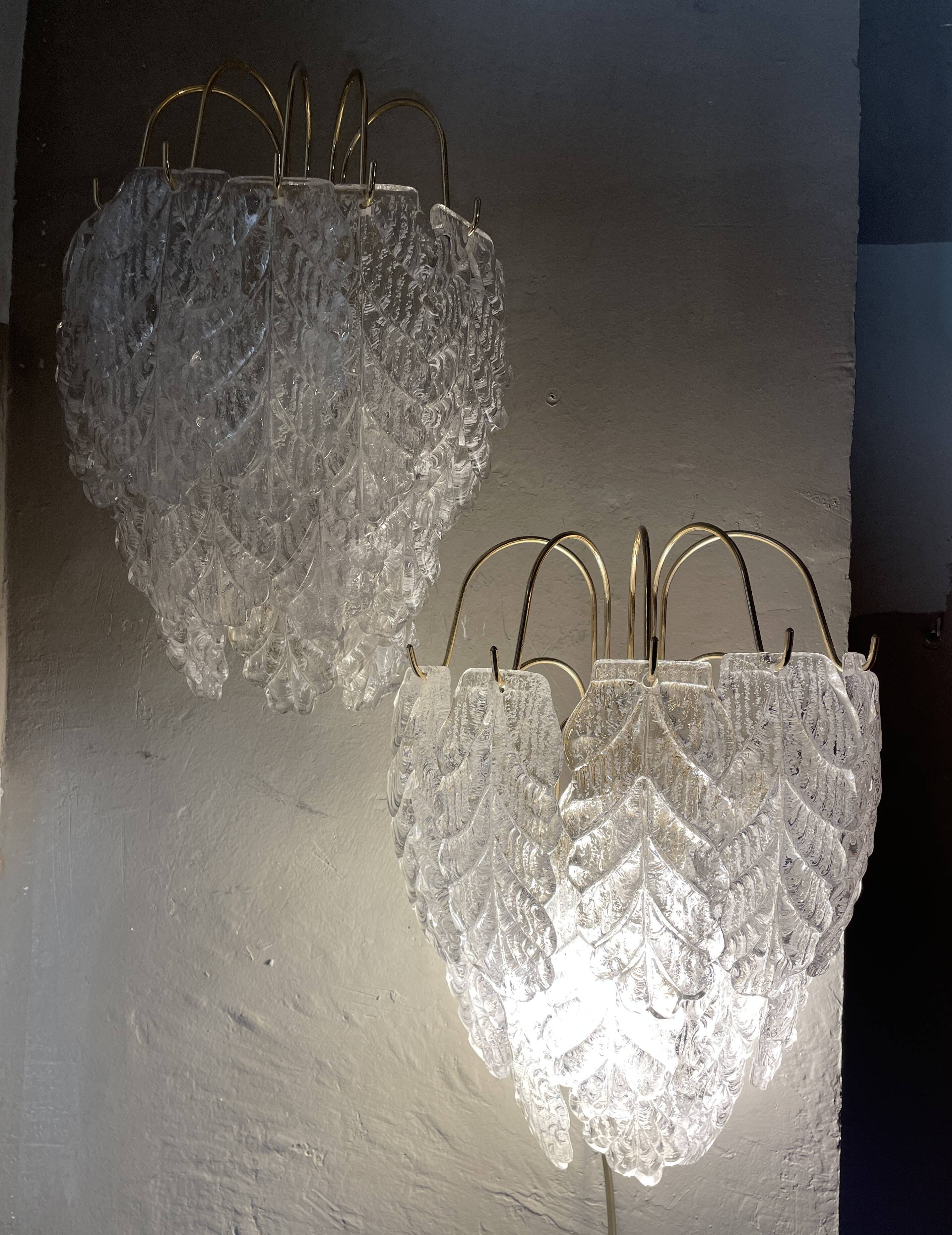 Paire d’appliques glace murano Mazzega vintage années 70