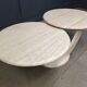 Table basse vintage à deux niveaux en travertin, années 1970