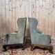 Pair of wingback armchairs in George III style – Carved wood – 18th century.