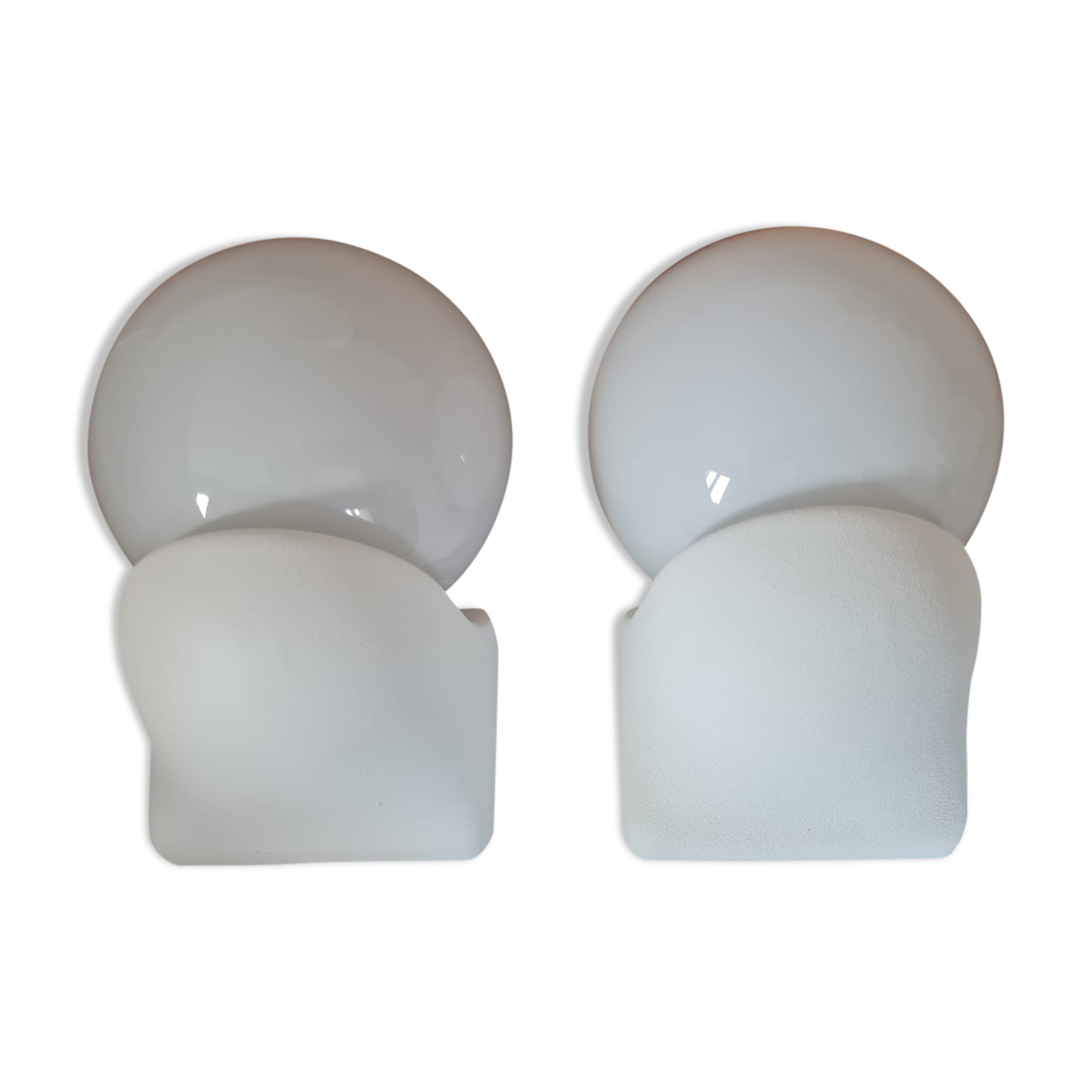 Pair of white opaline wall lamps