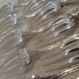 12 silver plated table forks by Boulenger, Art Nouveau Chardons