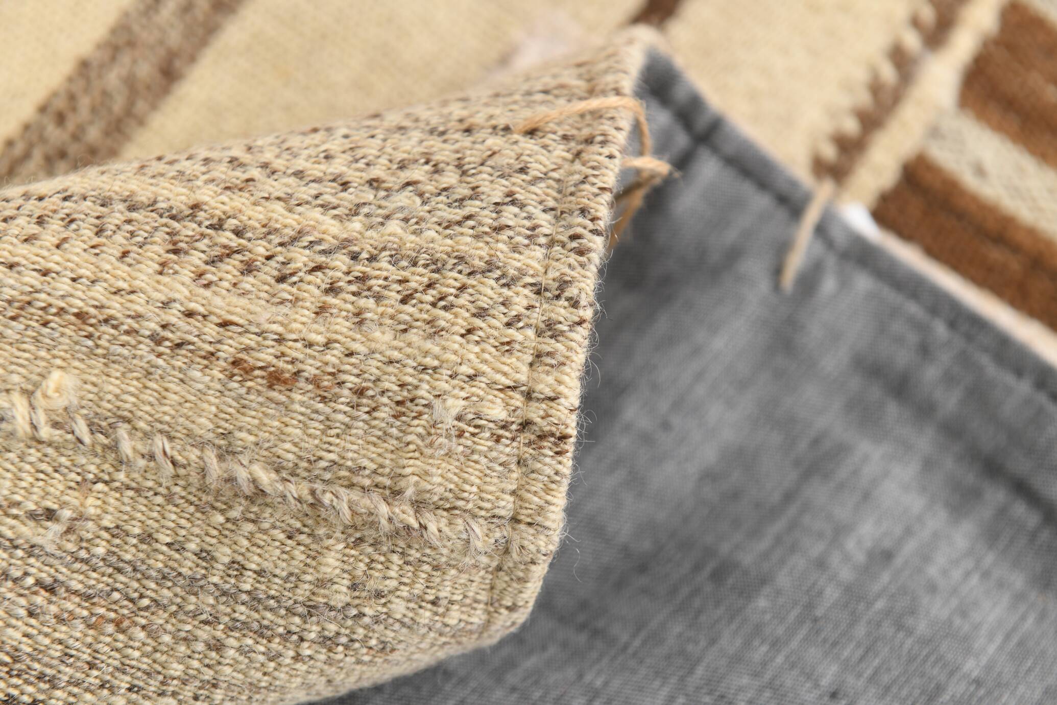 5x8 Cream & Beige Mid Century Modern Kilim Rug, 167x234Cm
