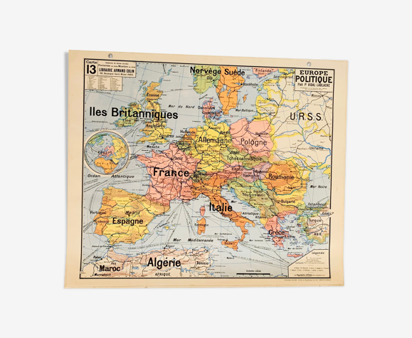 Carte scolaire murale n° 13 "Europe politique" par Vidal-Lablache