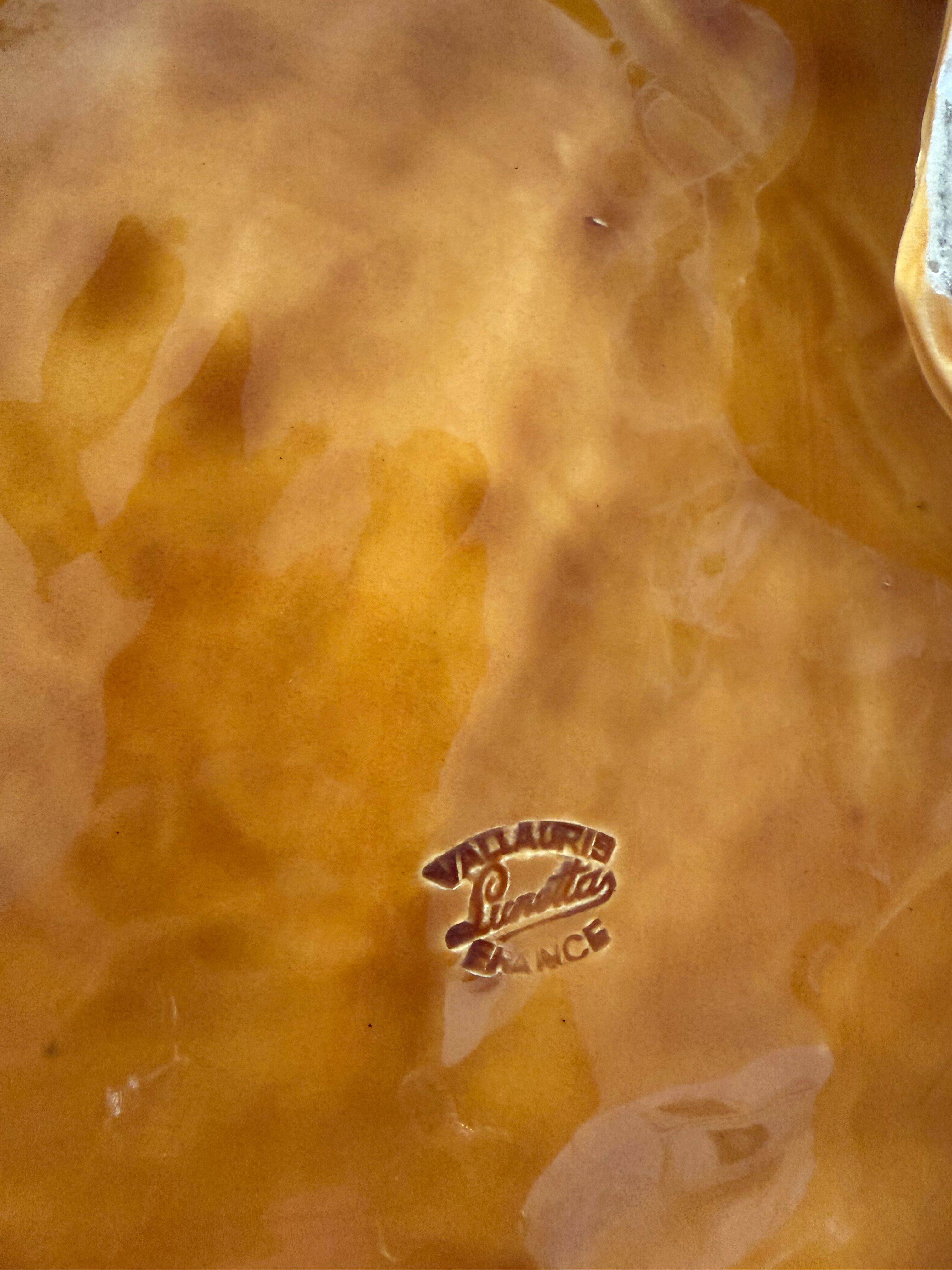 Large dish Vallauris Lunetta horse chestnut leaf