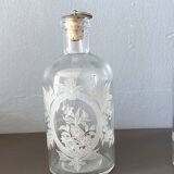 Pair of antique wheel-engraved glass bottles - good condition