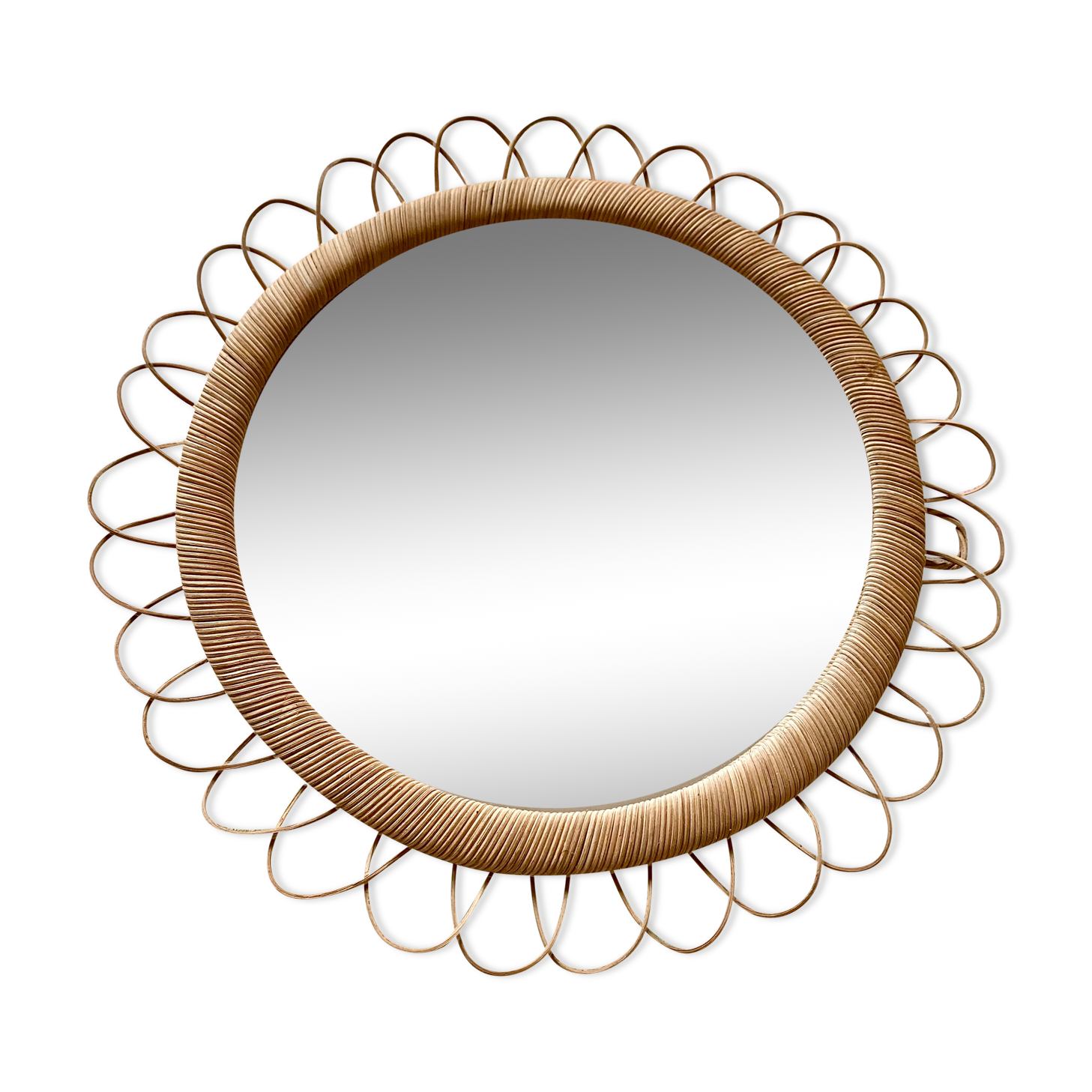 Miroir rotin vintage 40cm