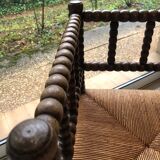 Art Deco corner chair in bobbin oak and straw, 1930s
