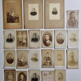 Set of 21 old photographic portraits from the end of the 19th century to the beginning of the 20th century
