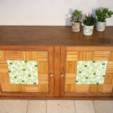 Row in oak, bamboo and mosaic