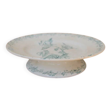 Coupe verte sur pied en porcelaine de Limoges