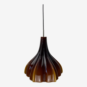 Large brown Murano glass flower hanging pendant by Peill & Putzler, 1960s - 1970s