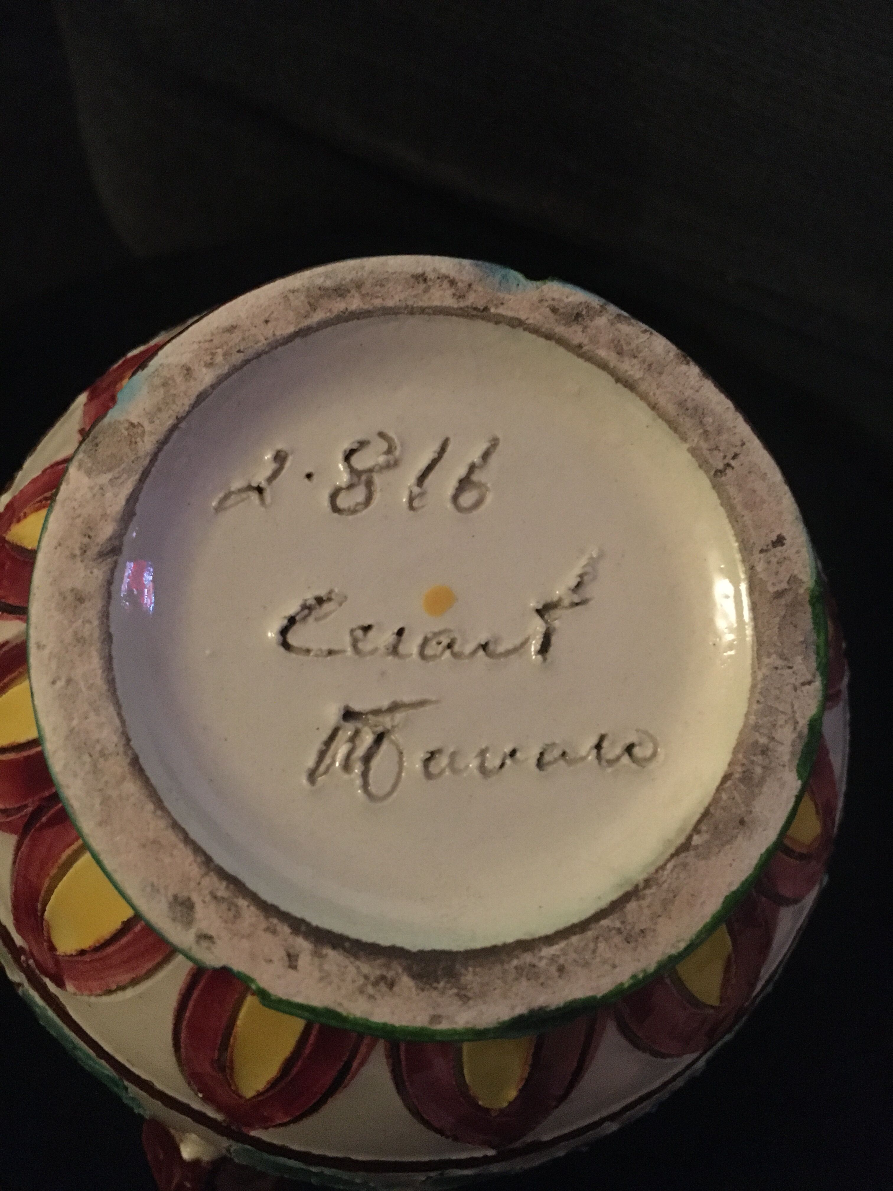 Cracked ceramic vase 1950 by Cerart Monaco