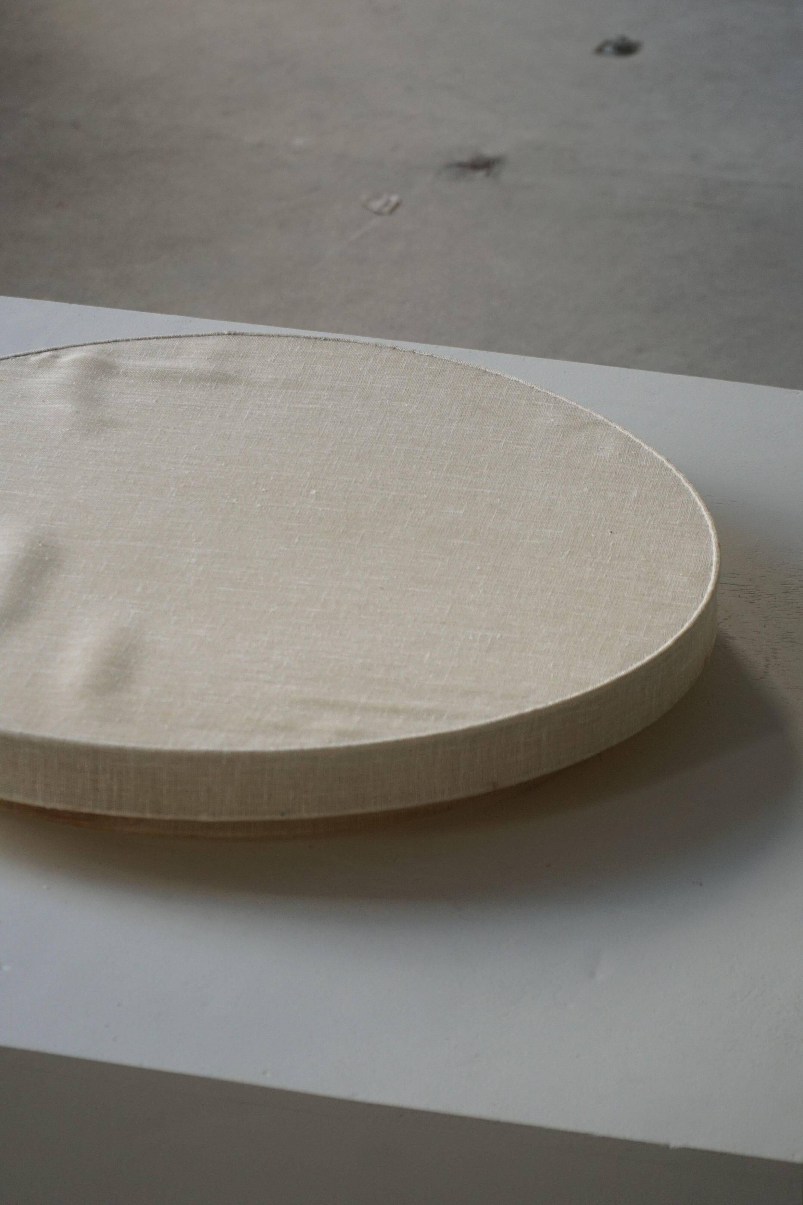 Mid-Century Modern, large round ceiling light in linen, Sweden, 1960s