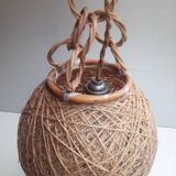 Vintage rope and rattan ball pendant light