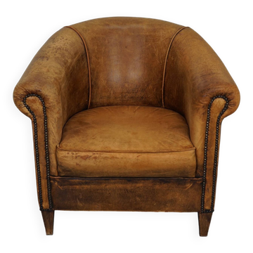 Vintage Dutch Cognac Colored Leather Club Chair