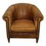 Fauteuil Club Vintage en Cuir Couleur Cognac, Pays-Bas