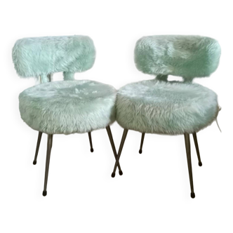 Paire de fauteuils moumoute type