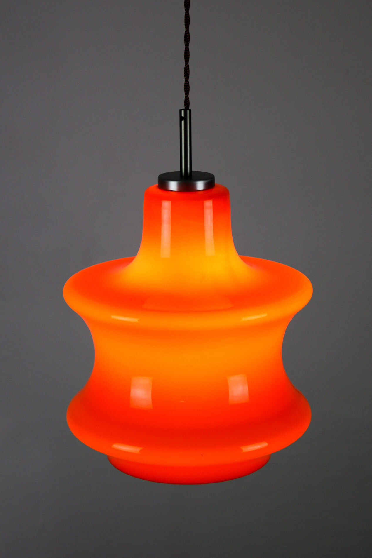 Mid-century orange glass pendant lamp