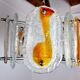 Murano mazzega chandelier, orange frosted glass, italy, 1970
