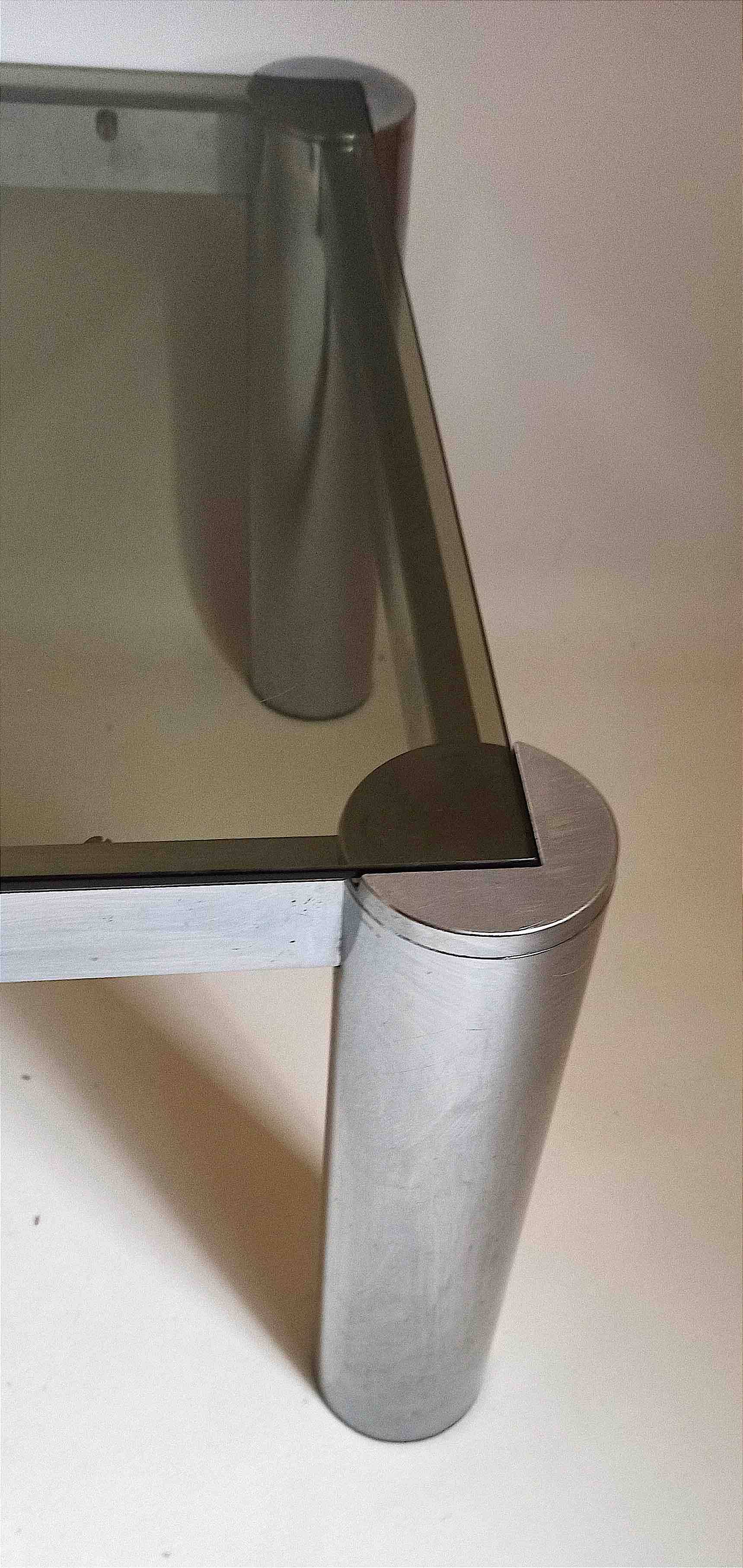 Rectangular coffee table 70s chrome and smoked glass 105 x 55.1 x 35.5 cm height